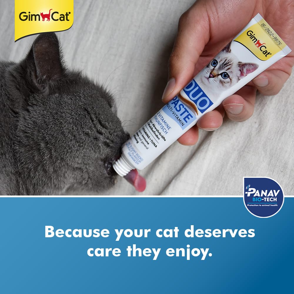 Wuuff&Meow GimCat Duo-Paste Cat Multi-Vitamins Cat Supplement, Tuna Flavour, with 12 Essential Vitamins, No Added Sugar, 50g (Pack of 1 (50g)) 3