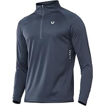 Men's Quarter Zip Pullover Athletic Running Shirt Long Sleeve