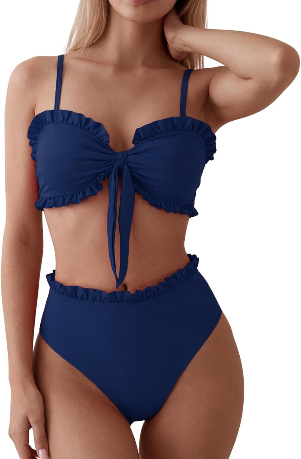 Badpak dames- Sexy Plus Size Vacay Zwempak met Ruches & Veters aan de
