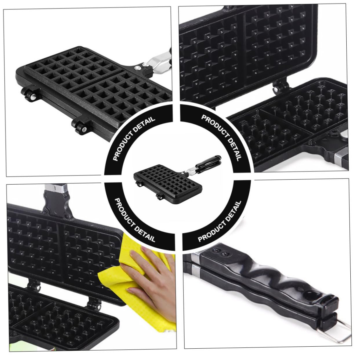 Mikinona Stampo per Waffle Resistente al Calore e Lavabile Nero in Alluminio Pressofuso Forma per Dolci per Cucina e Forno