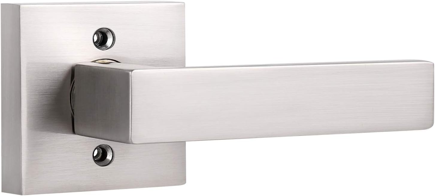 1 Pack Square Single Dummy Lever Door Handle, Brushed Nickel Straight