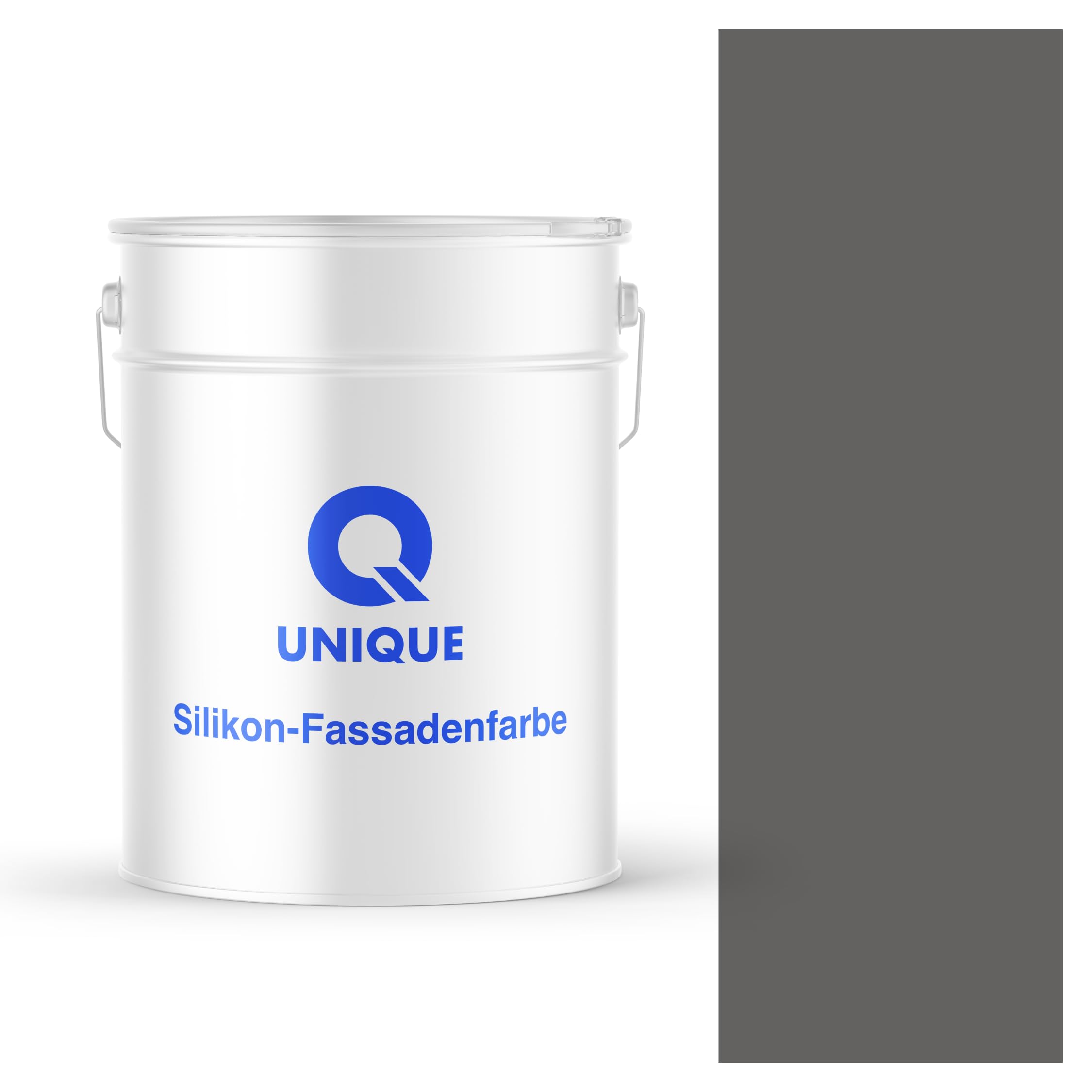 Q UNIQUE Pittura per facciate Grigio cemento 10 L – Pittura ai siliconi per esterni, Alta copertura, Resistente UV e intemperie, Autopulente, Per cappotti, calcestruzzo e supporti minerali