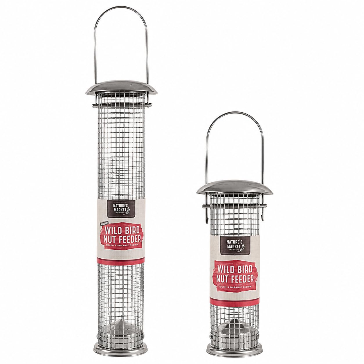 Garden Mile 2 Pack Large And Small Peanut Feeders For Birds Durable Weatherproof Stainless Steel Bird Feeders Hanging From Trees Feeding Stations For Garden Patio Outdoors Perfect For Birdwatching