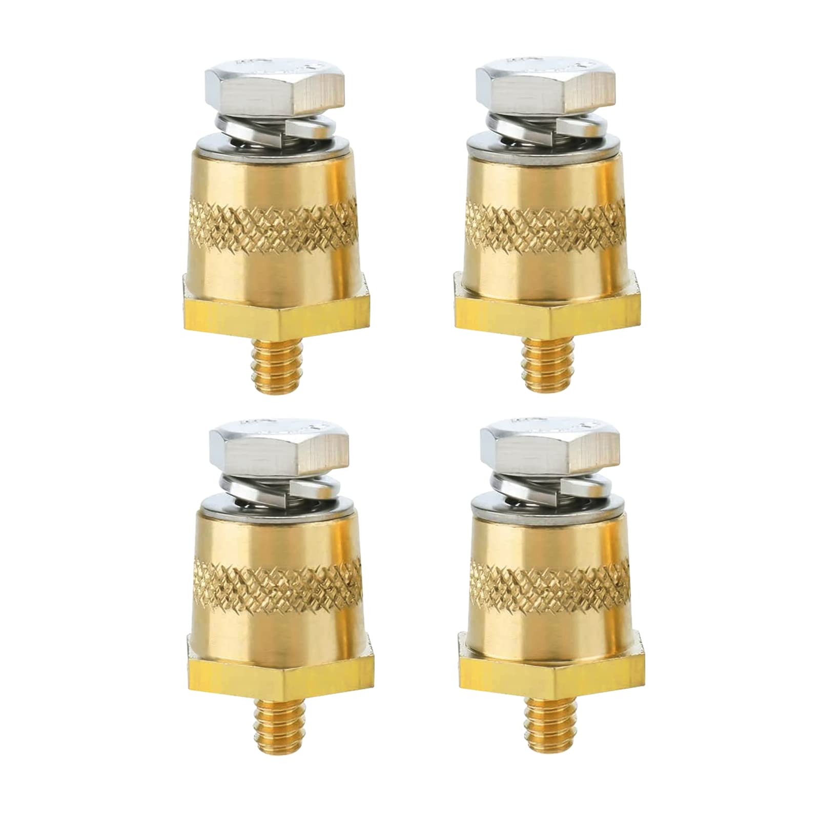 Ampper M6 Thread Male Brass Battery Charging Post Terminals, M6 Battery Post Adapter (+/-) with Top Bolts for Extension, Pack of 4 — image 1