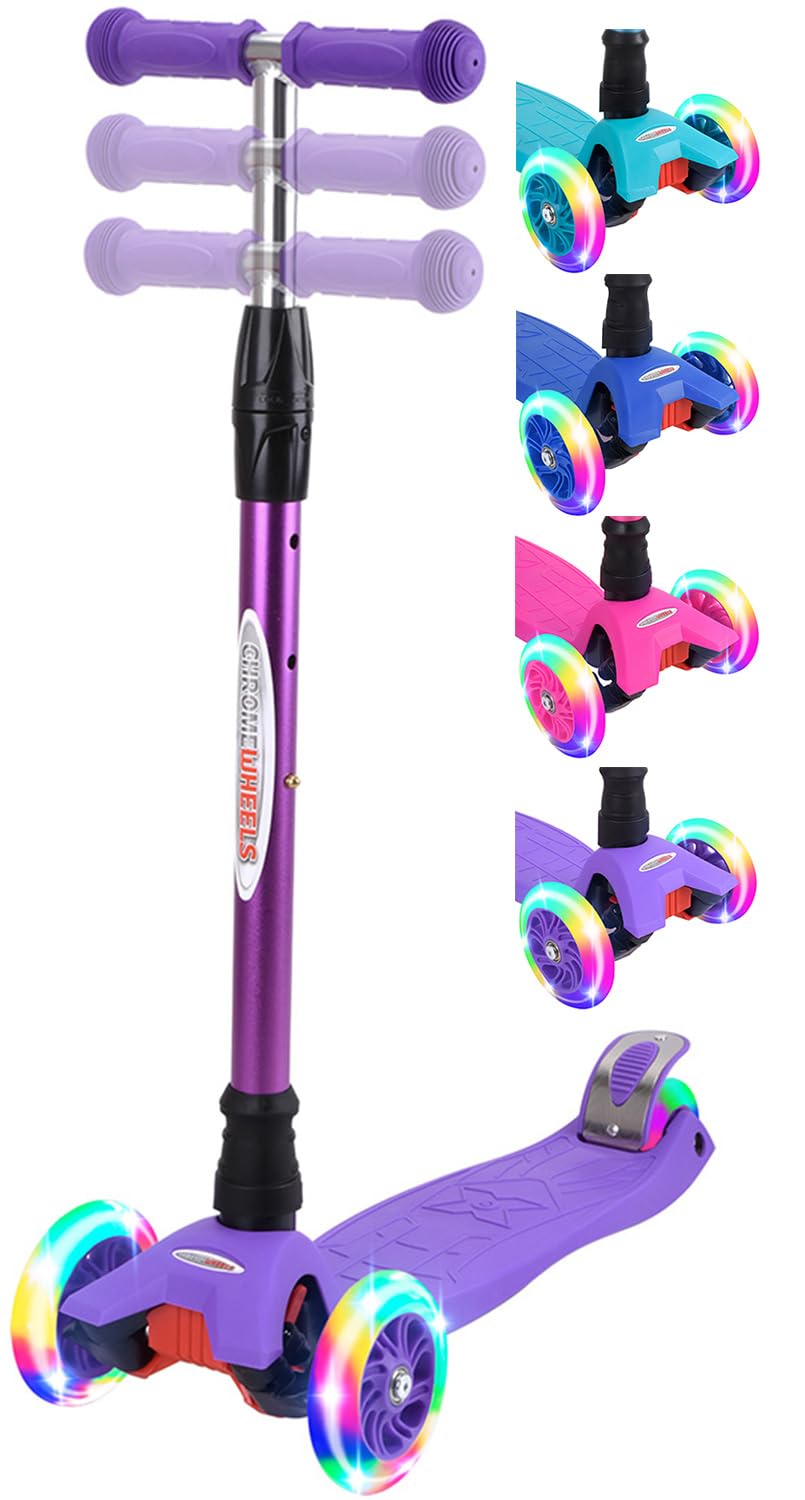 ChromeWheels Scooters for Kids, Deluxe 3 Wheels Kick Scooter 4