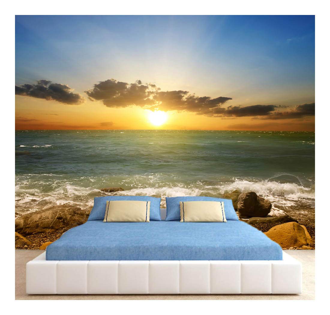amazingsticker Beach Sea Sunset Clouds Sky Nature Photo Wallpaper Wall Mural Home Bedroom Decoration Wall Covering 260x175cm