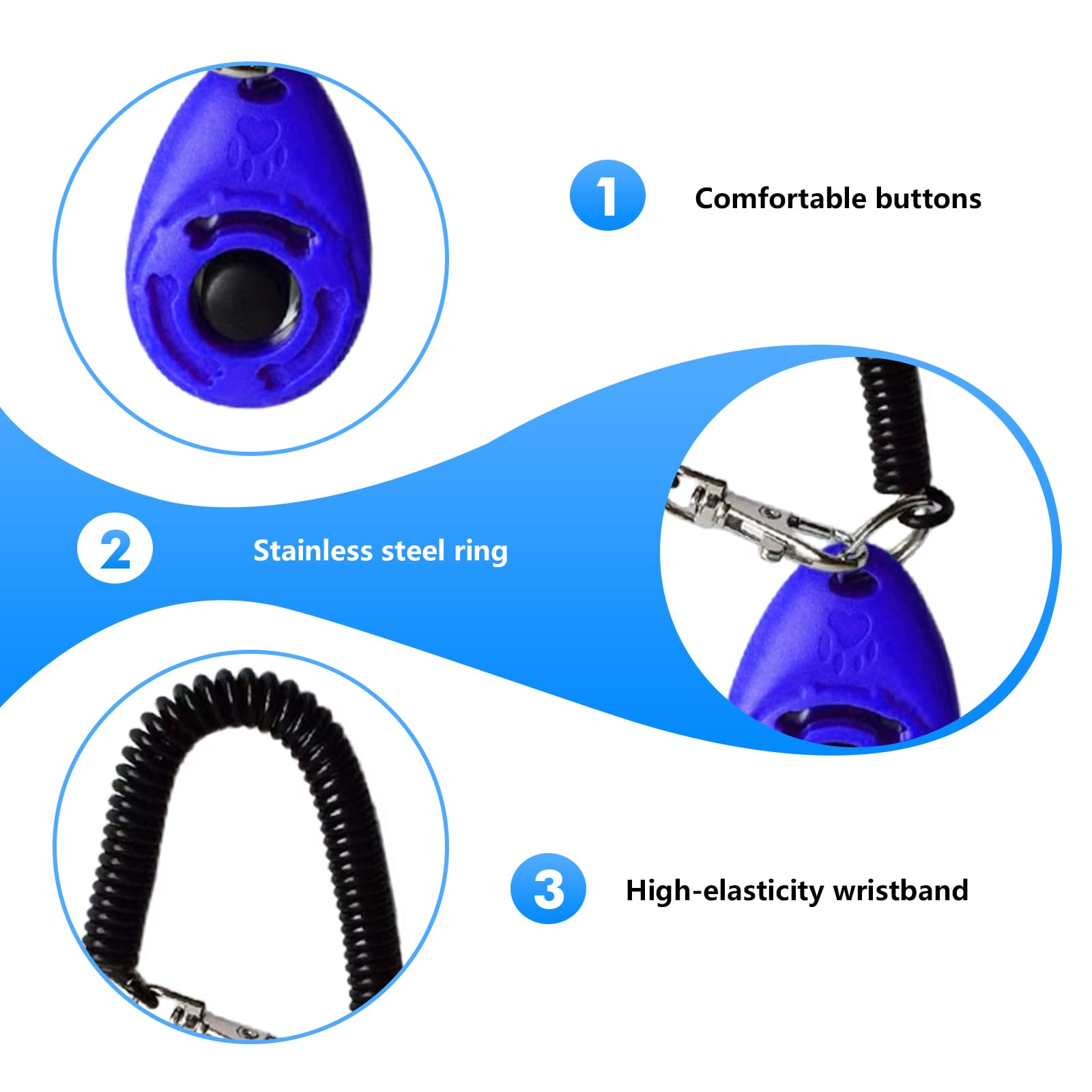 GBKDQQ Clicker professionale per cani, 16 pezzi, con cinturino da polso, clicker con grande pulsante per cani, gatti, cavalli, educazione e addestramento del cane