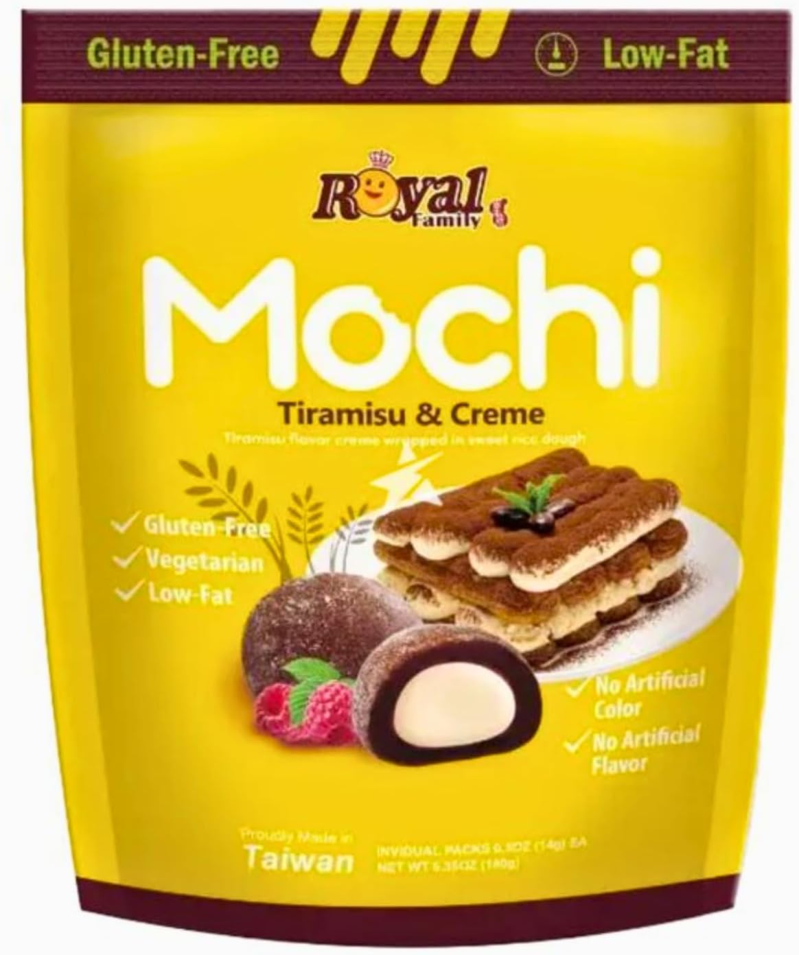 COUGARRoyal Family Mochi Tiramisu & Creme Flavour, No Artificial Color or Flavor, 8pcs 120g (Imported)