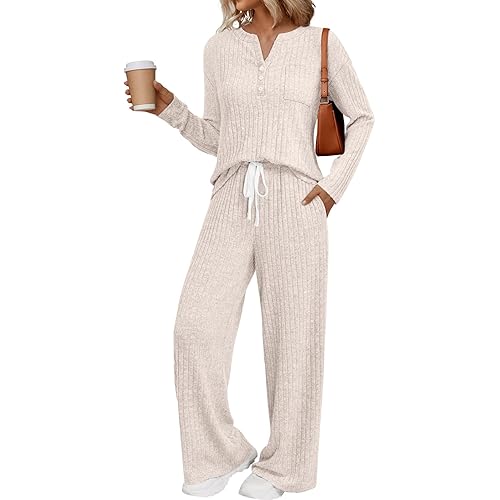 LILLUSORY Womens 2 Piece Lounge Sets Matching Airport Travel Outfits 2025 Winter Clothing Fall Pajamas Sweat Suits Pockets