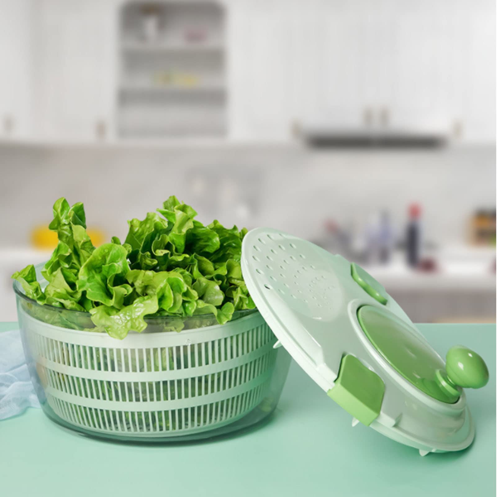 MINGZHE 4L Vegetable Dryer PP Salad Spinner Multifunction Salad Drainer Bowl for Home Kitchen Green Home Vegetable Dehydrator Salad Dryer Wash Basin Fruit Drain Basket Salad Dehydrator