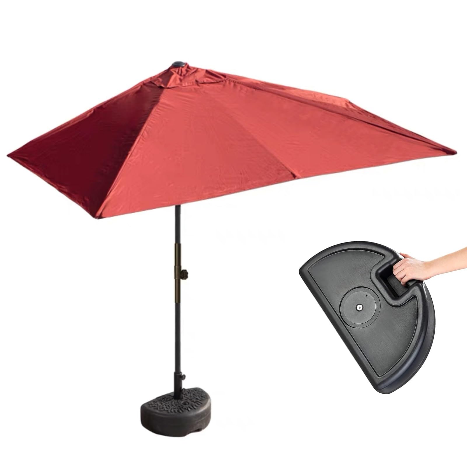 Parasol Ogrodowy, Półparasol, Parasol Cieniujący – 8,2 Stopy/6,6 Stopy Półparasol Tarasowy z Podnoszeniem za Pomocą Przycisku/łatwą Korbą – Mały Baldachim na Balkon, Stół Lub Taras – Z Podstawą (Colo