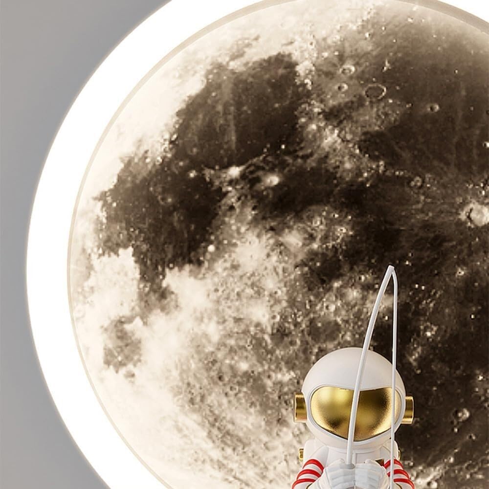 Lampa ścienna LED 3D z motywem astronauta, planety i księżyca, dekoracyjna lampa do pokoju dziecięcego (biała)