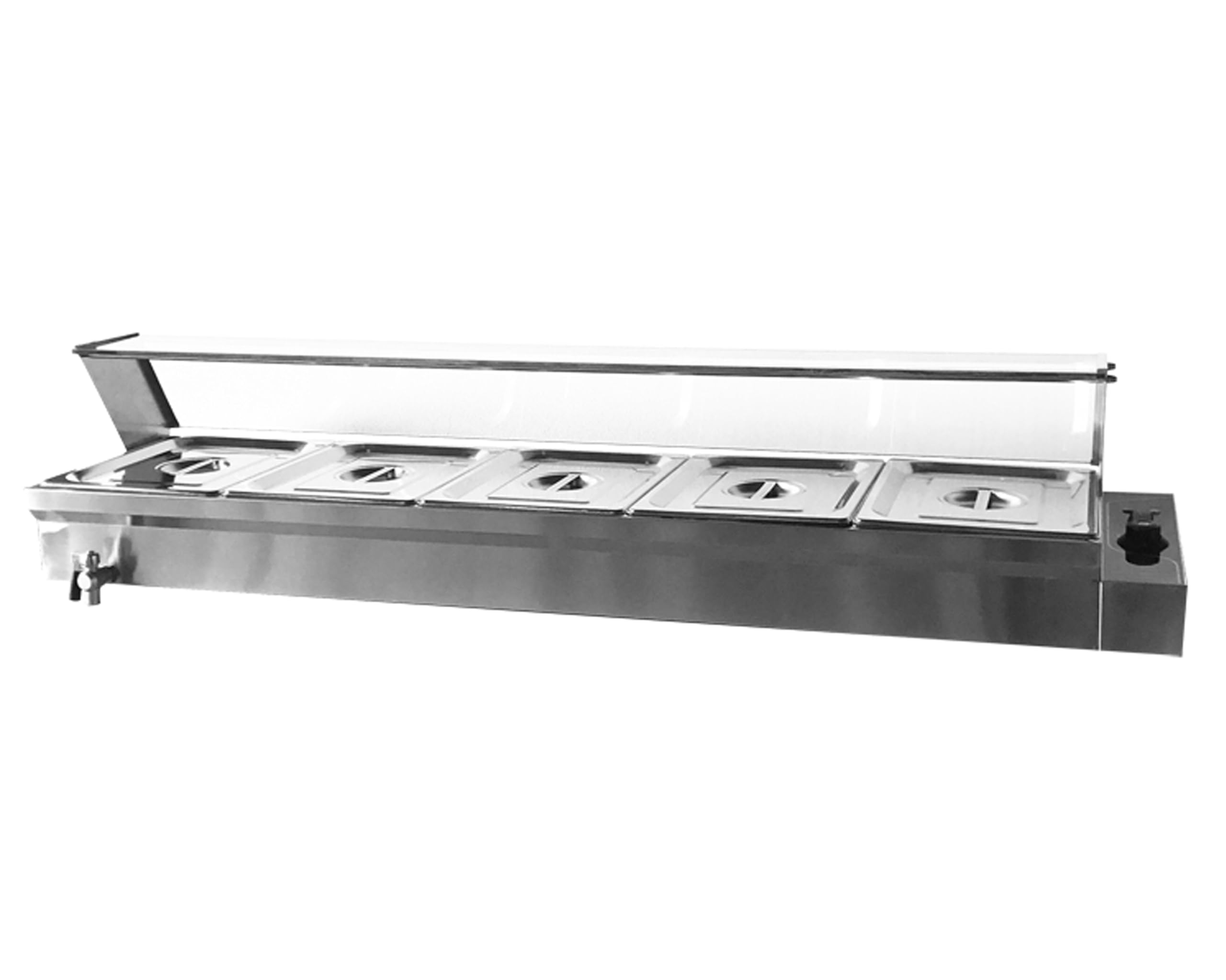 TECHTONGDA 5-Pan Bain-Marie Buffet Food Warmer Electric Steam Heater Stainless Steel Parties Catering Restaurants 1500W