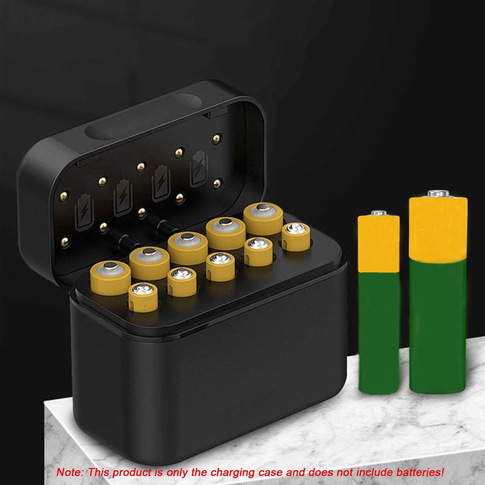 Chargeur de Batteries Rechargeable avec boîte de Rangement 10 Baies AA AAA, Rabat magnétique