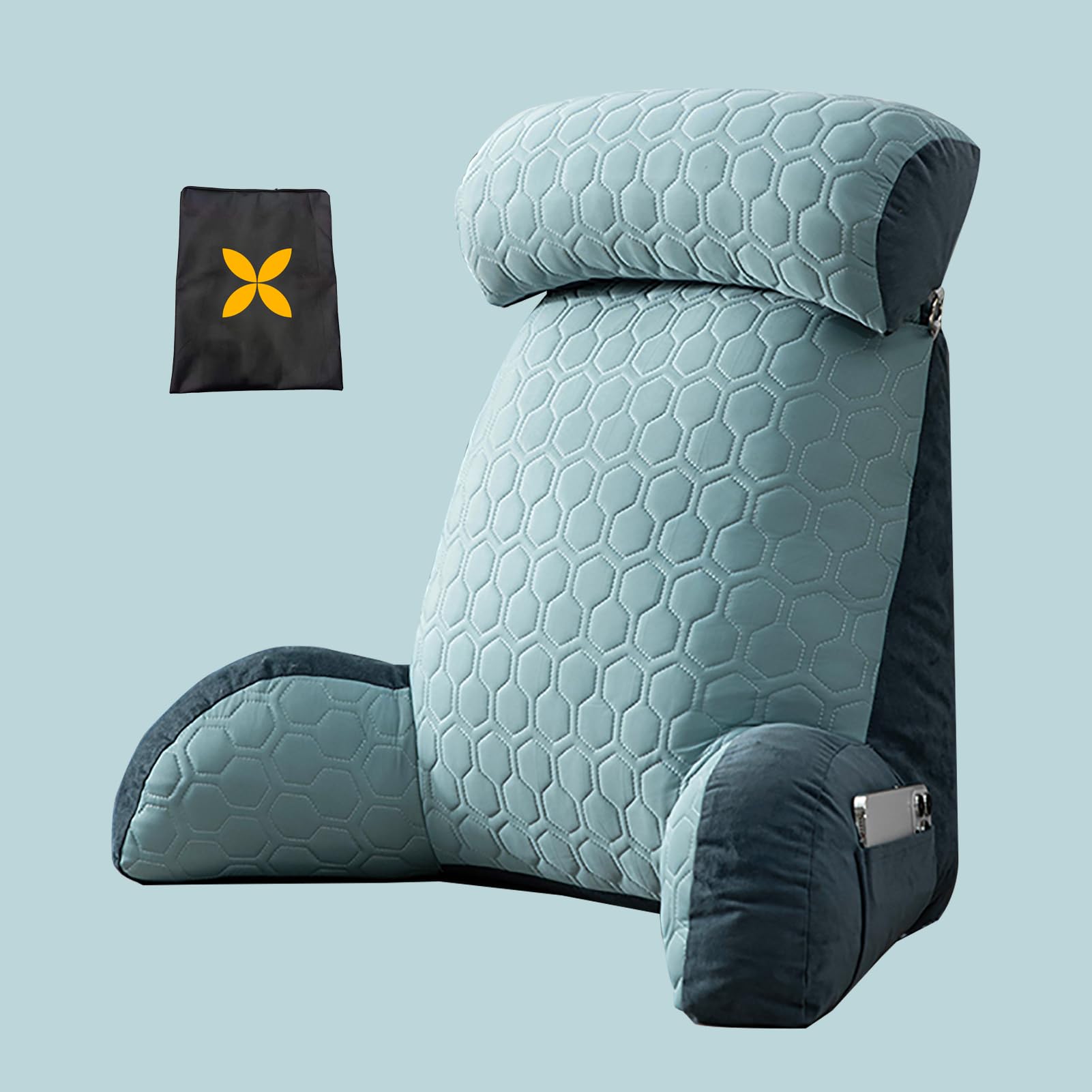 Grande cuscino da lettura con supporto lombare per letto, comodo cuscino per schienale e bracciolo, leggero e resistente, 75 x 58 cm (con poggiatesta)