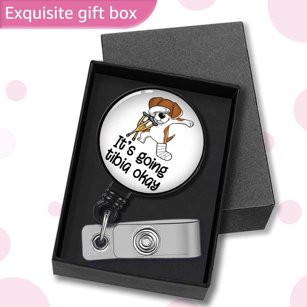 It's Going Tibia Okay Badge Reel Retractable with Alligator Clip, Funny Broken Leg Dog ID Badge Holder Gift for Radiology X-Ray Orthopedics Nursing Doctor Teacher Medical Dog Lovers - Image 4