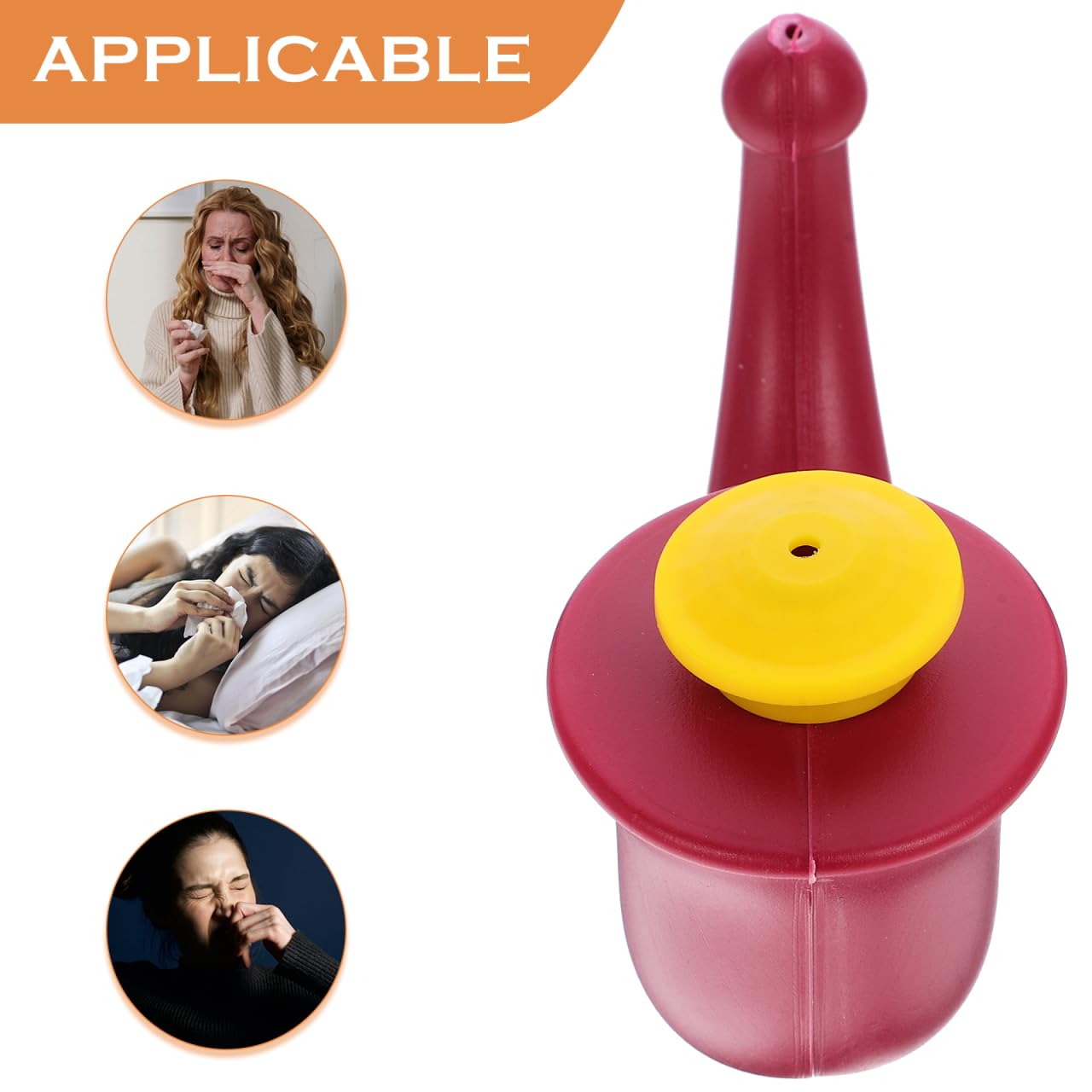 Healeved Rhino Horn Rouge, Pot de Yoga Lavage Nasal Adulte, Corne de Rinçage Nasal Irrigateur pour Nettoyage Sinusal et Soin Quotidien du Nez 14.5x5.5cm