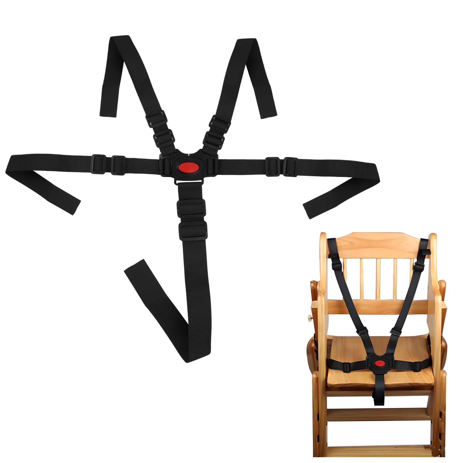 Arnés De Seguridad Silla Niño Con Sistema De 5 Puntos Correas Para Trona Infantil Ajustable Negro Compatible Con Hauck Stokke para Tripp Trapp Roba Práctica Arnés Trona Tela