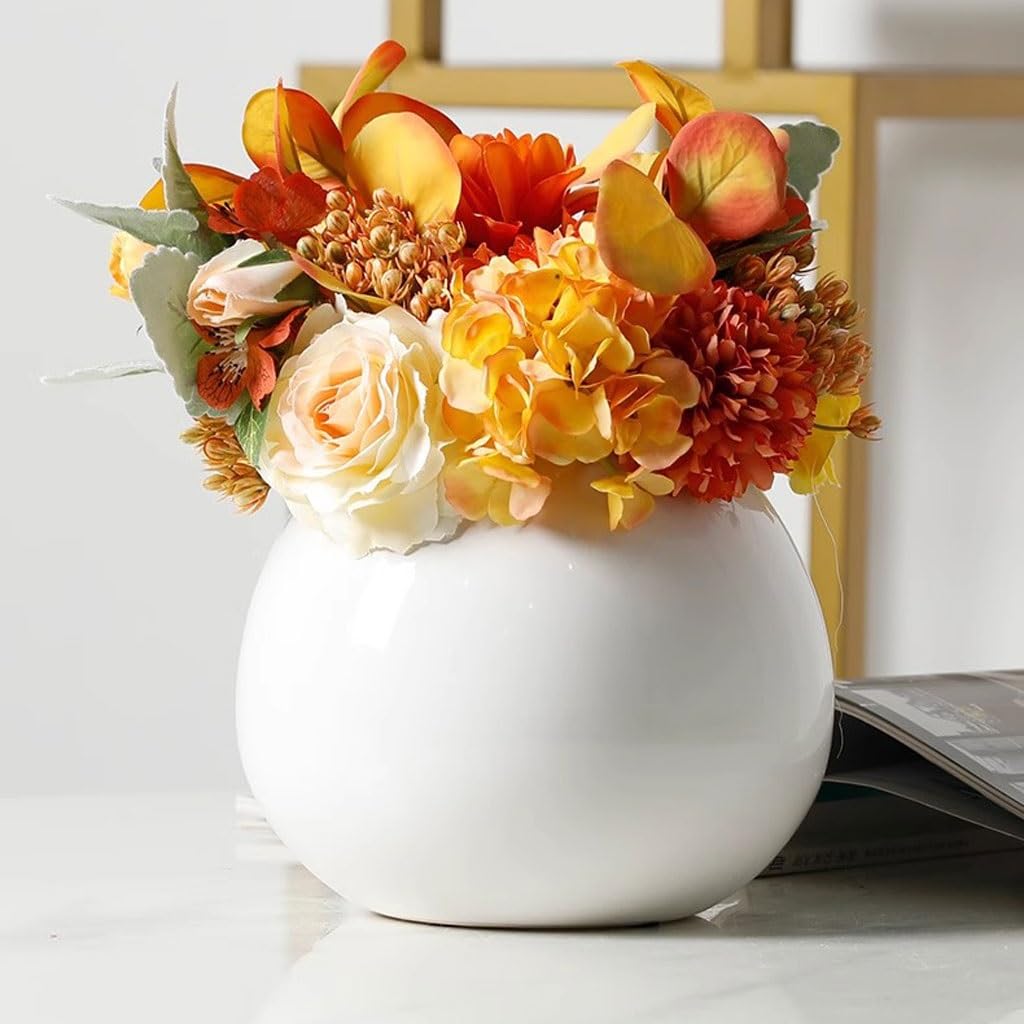 Vaso Vaso Decorazione Soggiorno Composizione floreale Ceramica Piccolo Moderno Stile Semplice Rotondo Grande Pancia Creativo Vaso In Ceramica(B)