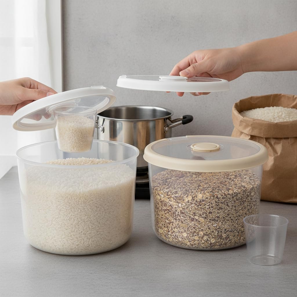 Recipiente para Almacenar Arroz, 10 L, Beige