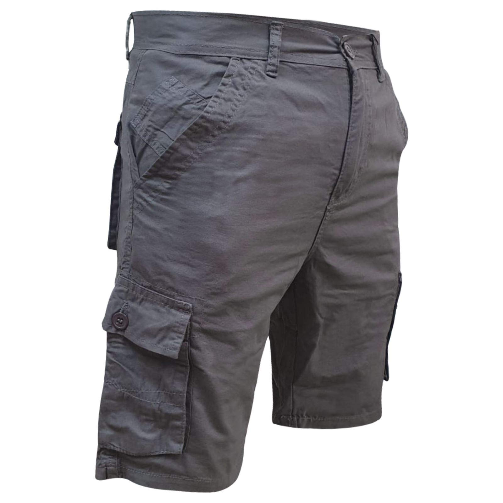 Westace Men's Charcoal Classic-Fit Cargo Shorts Utility Workwear Cotton Combat Chino 6 Pocket Half Pants (, 36)