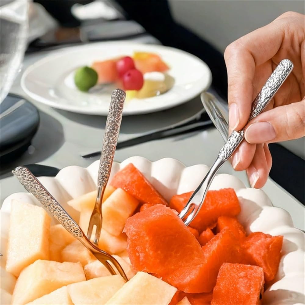 LYVQZPWLRcuchara de Acero Inoxidable, Tenedor de Fruta, 6 Piezas, for el hogar, Tenedores de Fruta, Tenedores de Postre, Tenedores Ligeros for Postre, Pastel, Fruta