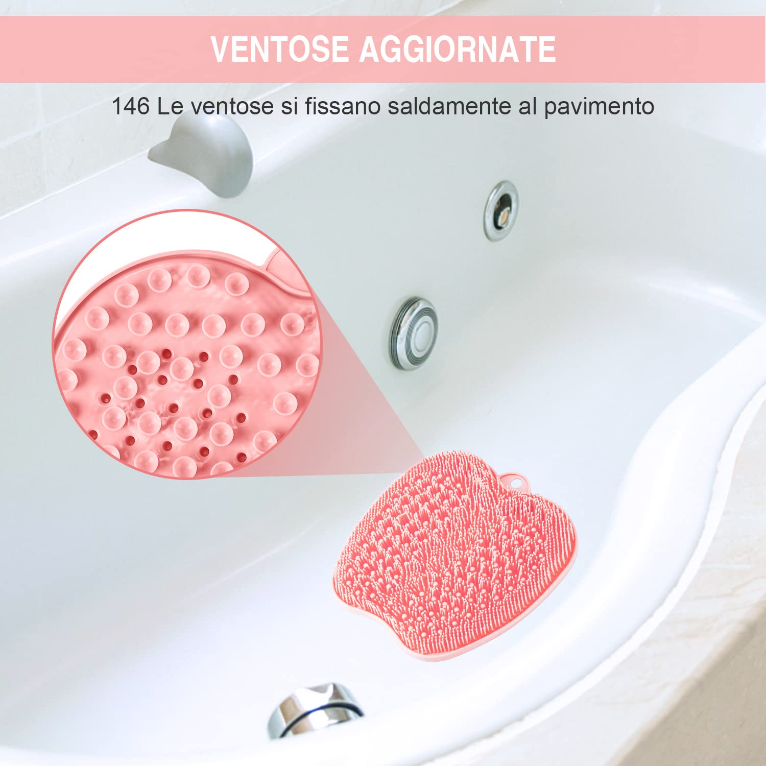 HONYIN Grande Tappetino Scrubber per Piedi, Pad Massaggio Doccia Piede Spazzola Antiscivolo - Deterge, Esfoliare, Massaggiare i Piedi Senza Piegarsi, Alleviare i Piedi Stanchi (28 x 28 cm)
