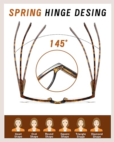 Miniatura 5 de Hubeye Gafas de lectura con marco de media luna, 3 pares de lectores de plástico ligero para mujeres y hombres con bisagra de resorte +3.5
