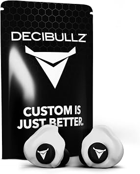 Decibullz 25-Decibel Noise-Reduction Earplugs for Hearing Protection, Custom-Molded Reusable Earplugs for Noise Sensitivity & Flights, White