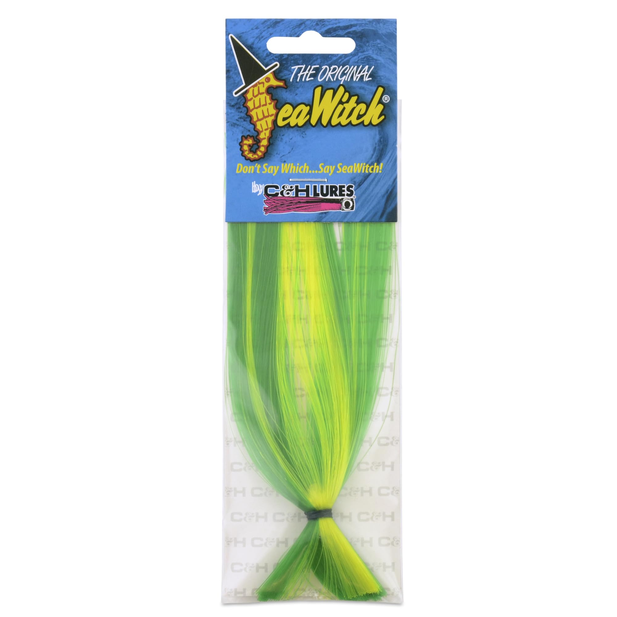 C&H Lures Sea Witch Saltwater Fishing Lure | Big Game Trolling Action | Nylon Skirt, UV-Resistant | Green/Chartreuse Skirt, 1/8 oz Head Weight