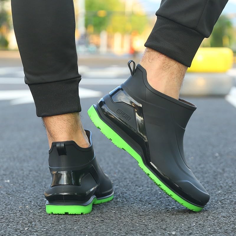 Men Rain Boots Waterproof Ankle Boots Outdoor Garden Shoes for Kitchen & Outdoor, Rain Shoes