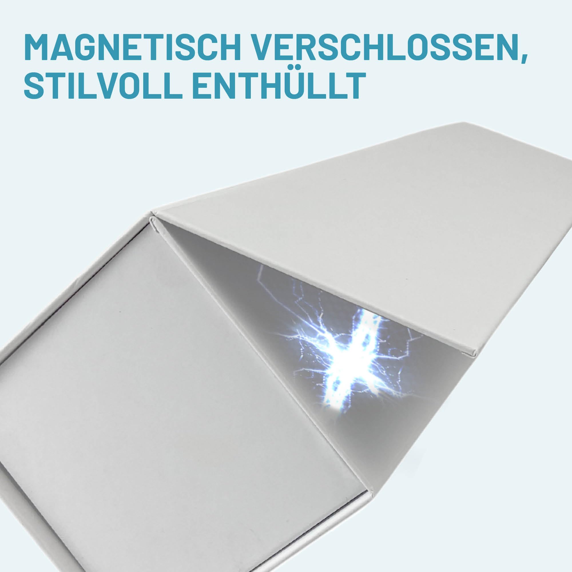 Verpackungswelt Geschenk-Box für Flaschen | 34x9x9 cm | Karton Mit Deckel, Inlay & Magnet-Verschluss | Ideal für Geburtstag, Hochzeit, Weihnachten, Einzug | Verpackung in Weiß