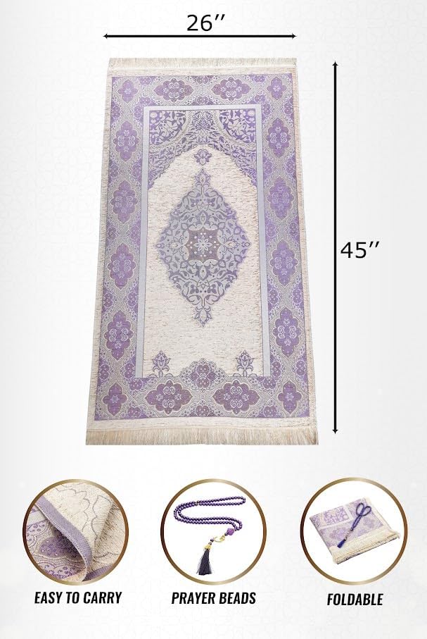 Miniatura 7 de ihvan Online Alfombra de oración musulmana con cuentas de oración, Janamaz, Sajadah, suave alfombra de oración islámica, regalo islámico para Eid