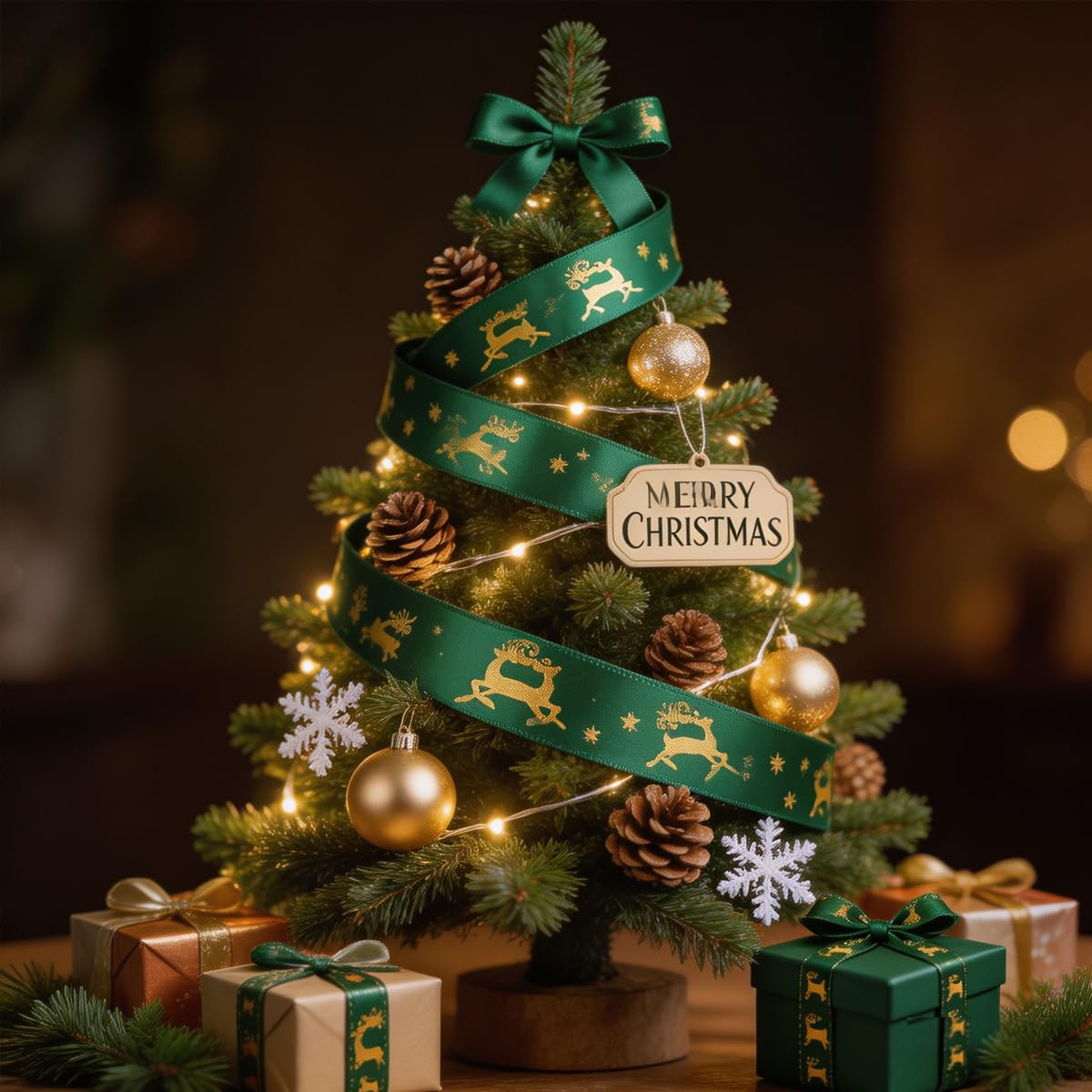 50 Yards Dekoband Weihnachten Schleifenband Geschenkband Stoff Weihnachten