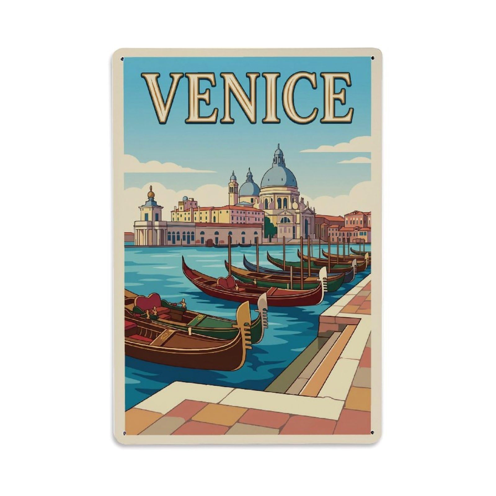 Vintage Travel Embankment Italy Stone Metal Tin Sign Plaque Wall Decor for Cafe, Club Bar, Office, Home Garden Metal Poster 8x12Inch