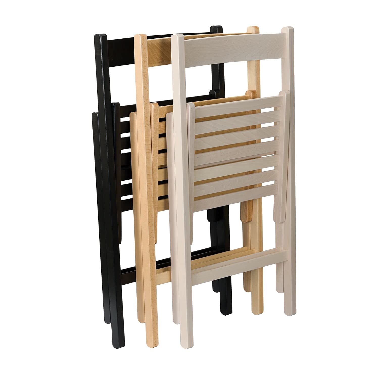 THINIA HOME Pack 2 Sillas Plegables de Madera de Haya Barnizada Buiani