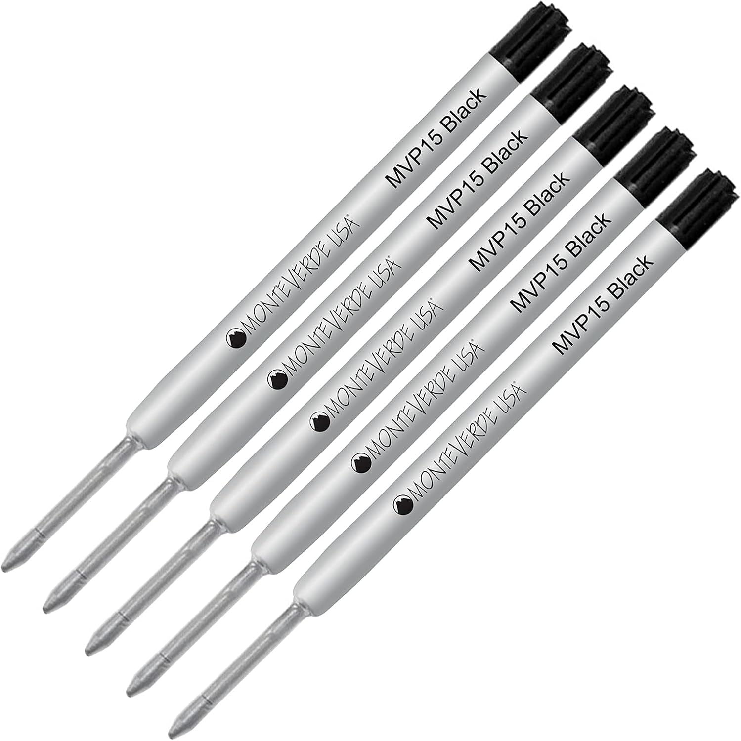 Lanier Combo Pack - 5 Pack - Monteverde® Soft Roll™ Super Broad Ballpoint P15 Paste Ink Refill Compatible with Most Parker® Style Ballpoint Pens - Black (Super Broad Tip 1.4mm)