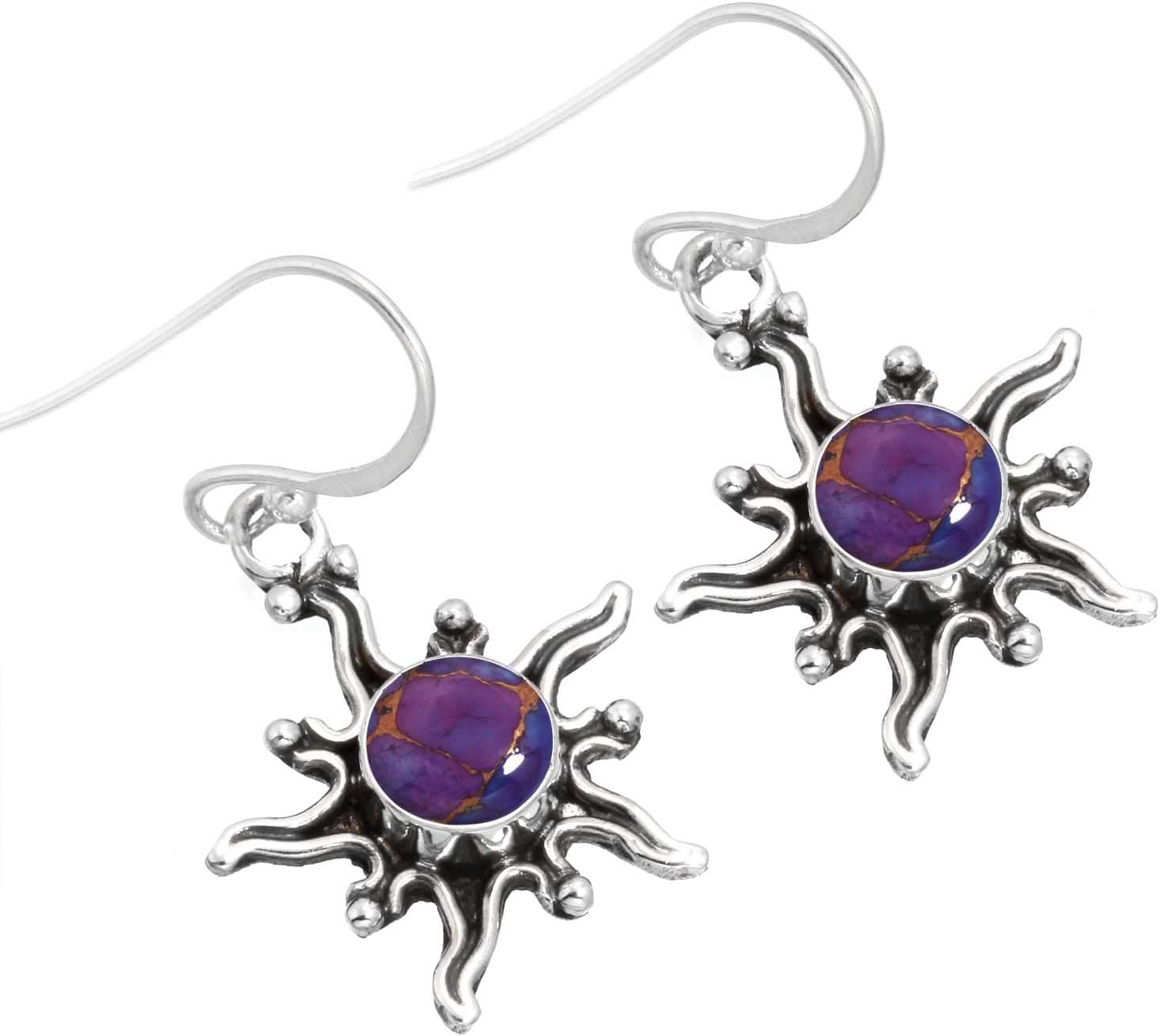 Amethyst, Pearl, Agate, Onyx Round Handmade Drop Dangle Earring Genuine 925 Sterling Silver Boho Natural Gemstone Jewelry For Women