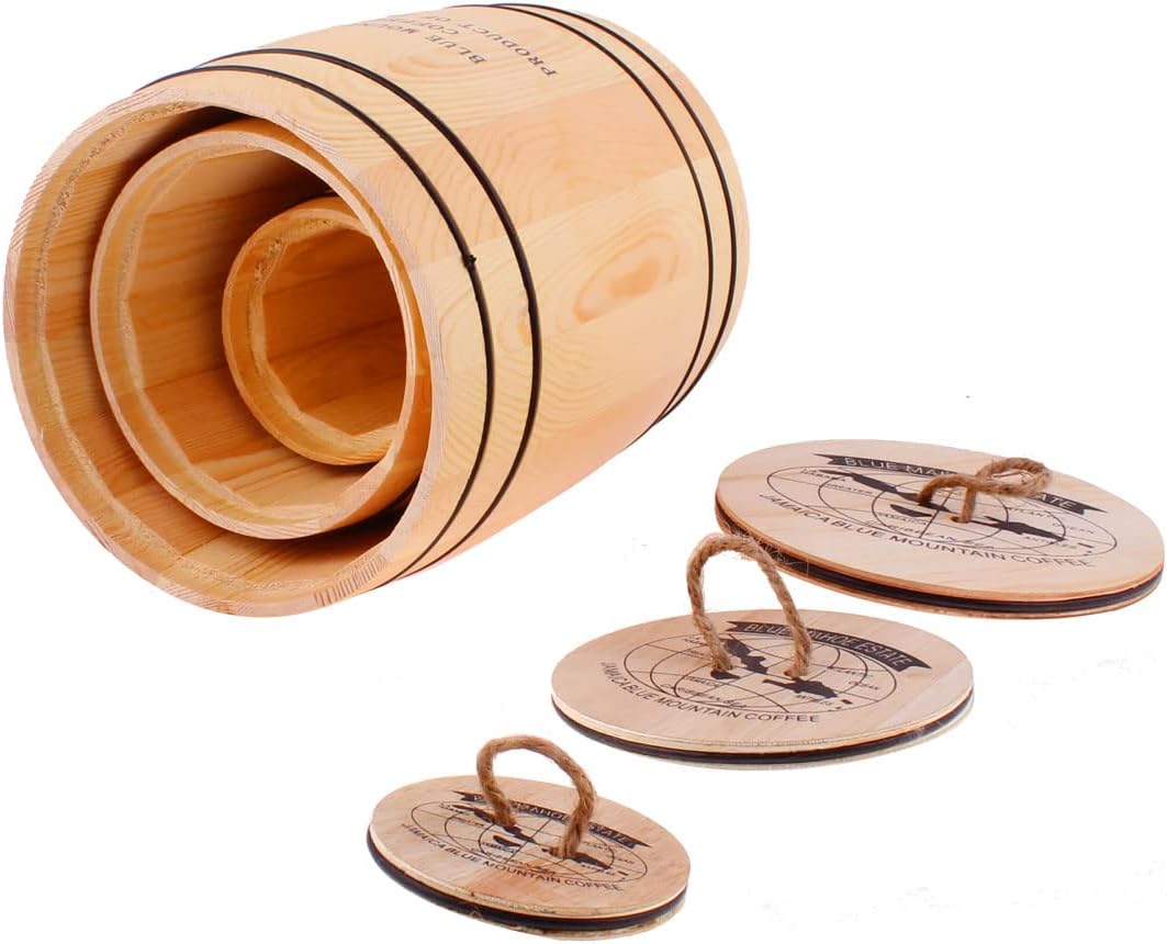 Wooden Coffee Beans Storage 2lb Capacity 3 in 1 Wood Color (id: 236 07c 559 300 301