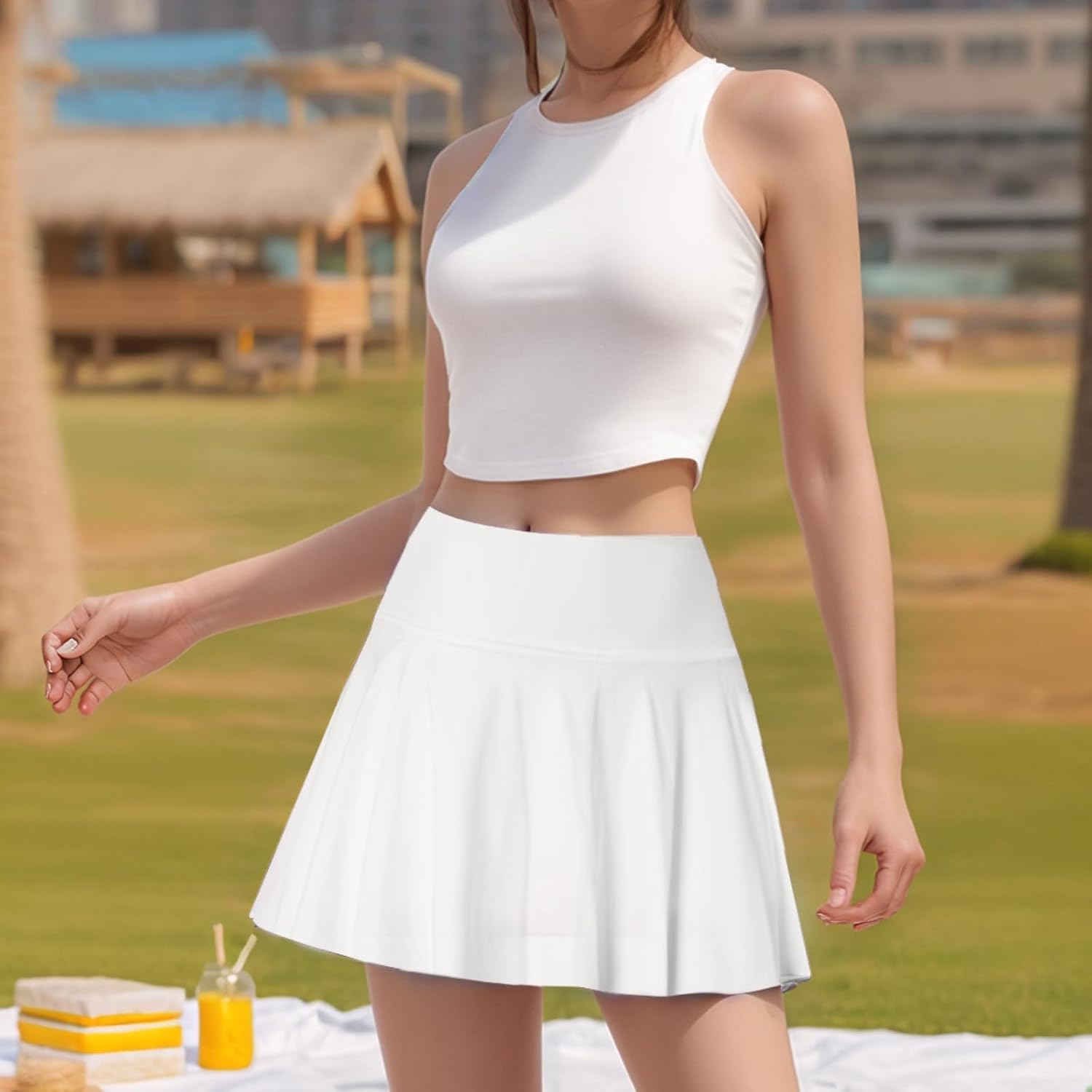 Athletic Skorts for Women, Tennis Skirts Featuring Pockets, Shorts with High Waist Black Skirt, Sizes S-XXXL, Nylon-Spandex Fabric Enhancing Breathability and Flexibility
