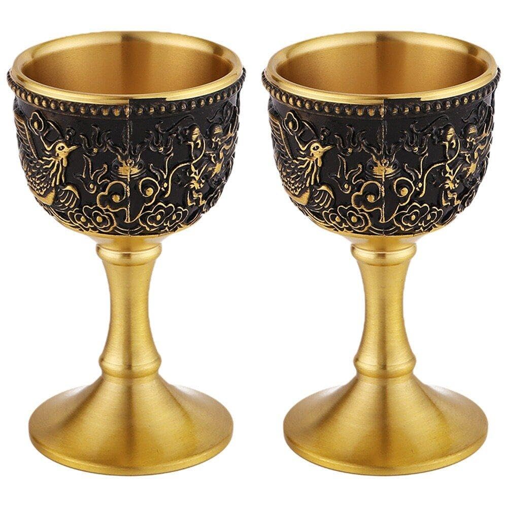 Verre à vin en laiton style gaufré pour repas médiéval chic