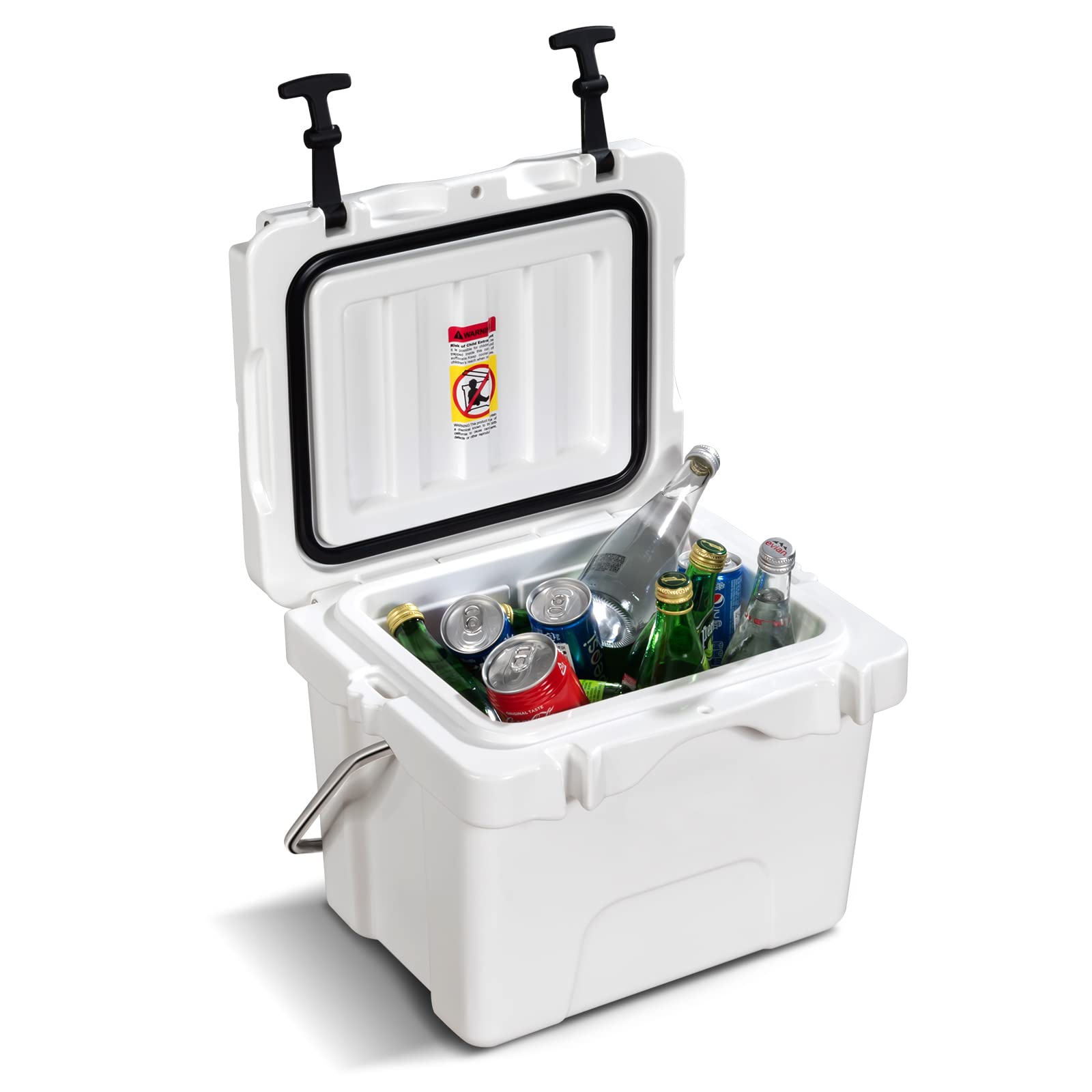COSTWAY Nevera Portátil de 15 L, Nevera Playa Resistente con Mango, Tapón de Drenaje y 2 Portavasos, Retención de Hielo de 3-5 Días para Alimentos y Bebidas, Ideal para Acampar, Pescar