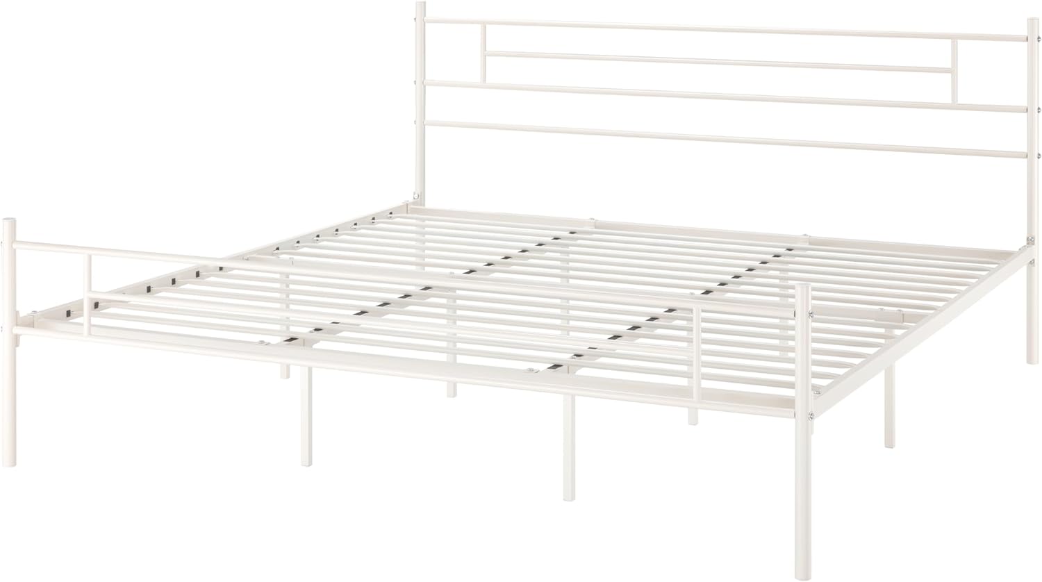 SHA CERLIN King Size Metal Platform Bed Frame with Modern Headboard and Footboard, Under Bed Storage Space, Noise Free, No Box Spring Needed,White,14 Inch