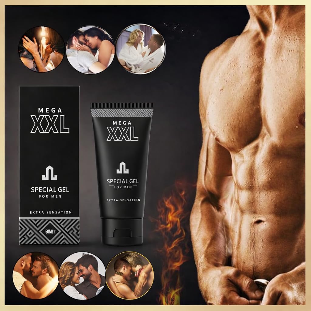 MEGA XXL Gel pour le pénis – 50 ml de crème pour l'agrandissement du pénis – Allonger et épaissir le pénis – Pour plus de longueur, de circonférence et de fermeté – Soin intime efficace pour les
