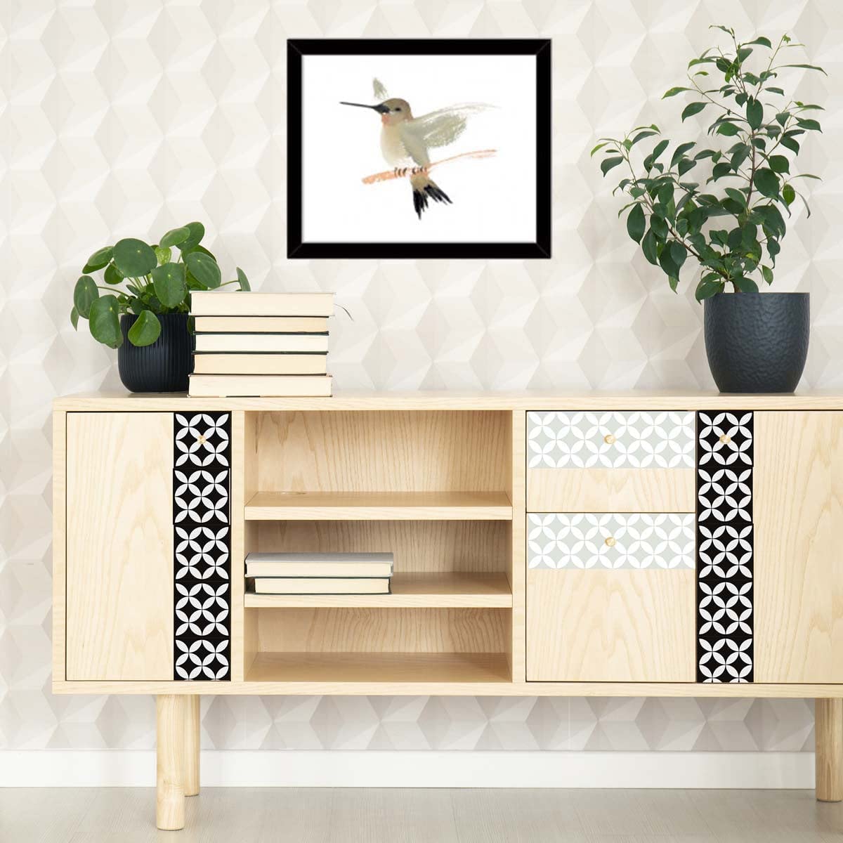 Draeger Paris Selbstklebende Fliesenstreifen – 3x 98 X 19,5 Cm, Motiv Rosetten Schwarz-Weiß