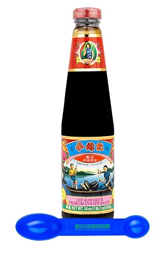 Lee Kum Kee LKK - Salsa de ostras prémium de 18 onzas con cuchara Karman Foods (paquete de 1)