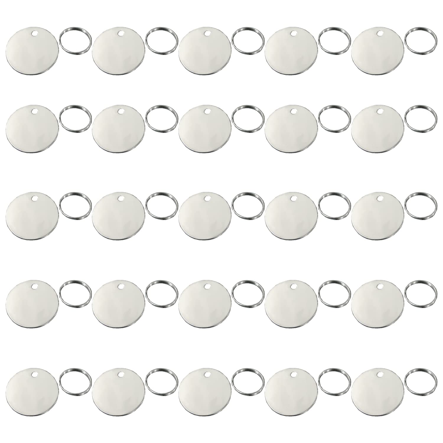1.18 Inch 25Pcs Round Stainless Steel Stamping Blank Tags with Hole