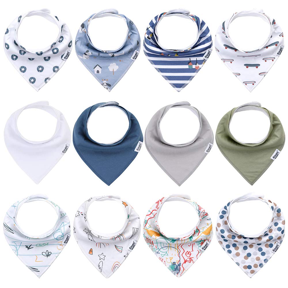 Baby Boys Bibs 12 Pack Baby Bandana Drool Bibs for Teething and Drooling,Baby Bibs for Boys Organic Cotton Toddler Bibs