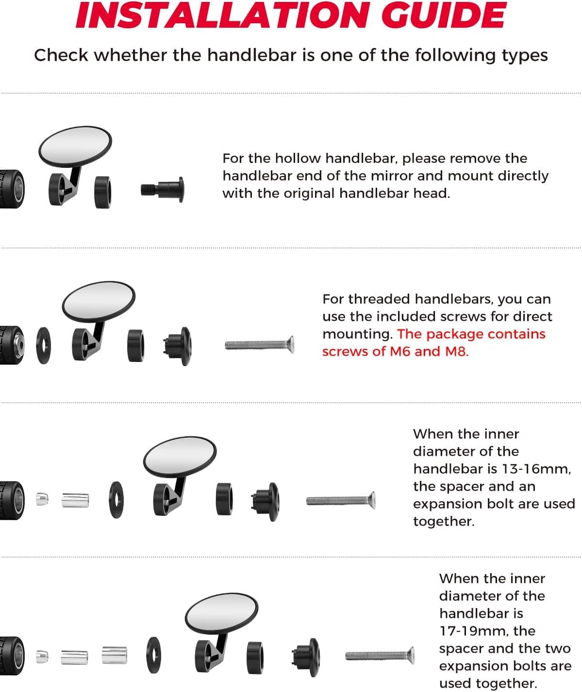KEMIMOTO CNC Steering Mirror, E-Tested, 360° Rotating Motorcycle Mirror, 22 mm Motorcycle Mirror, Side Mirror for Handlebar, Rearview Mirror, Motorcycle, Compatible with MT07 MT09 CB125R Duke 690 (2 Pieces