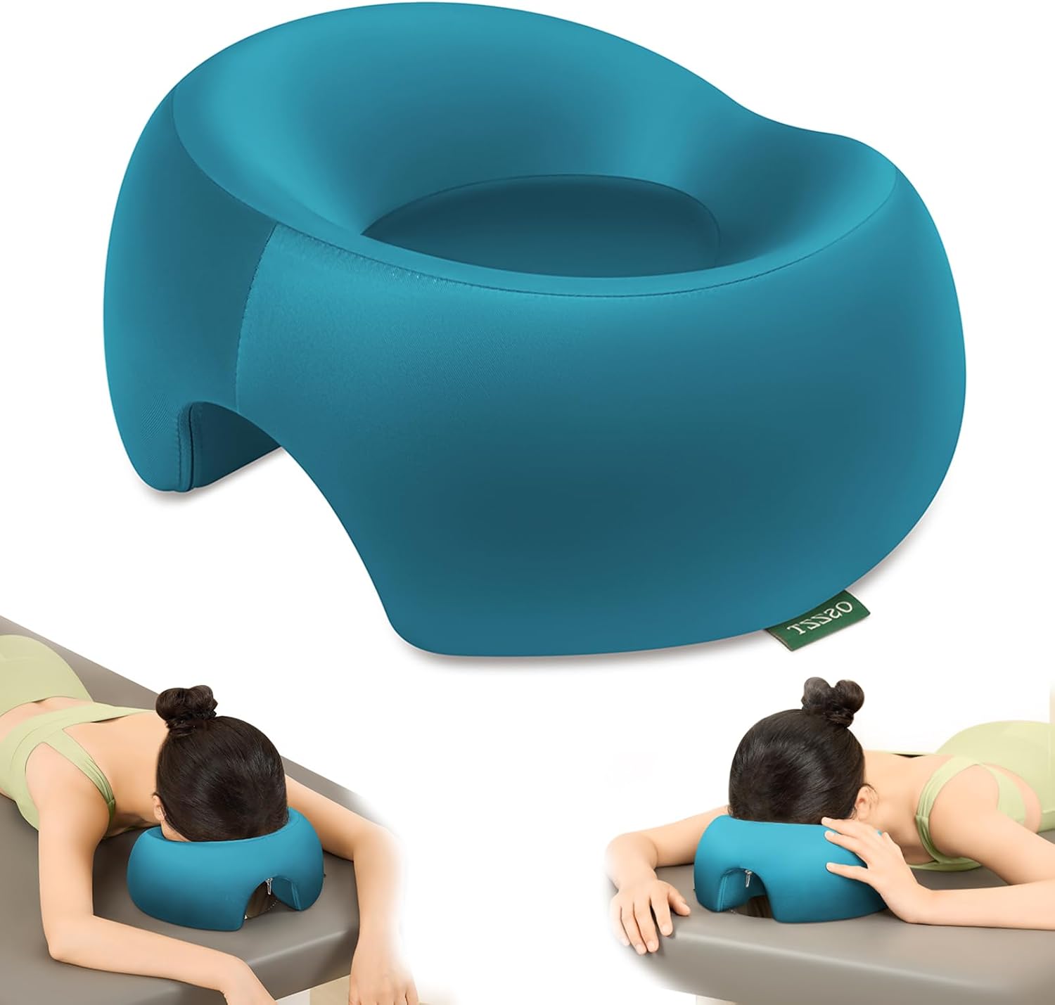 Memory Foam Prone Massage Pillow - Ergonomic Face Down Pillow for Massage Table, Home Sleeping & Post-Surgery Recovery Comfortable Face-Down Sleeping & Spa Use (Klein Blue)